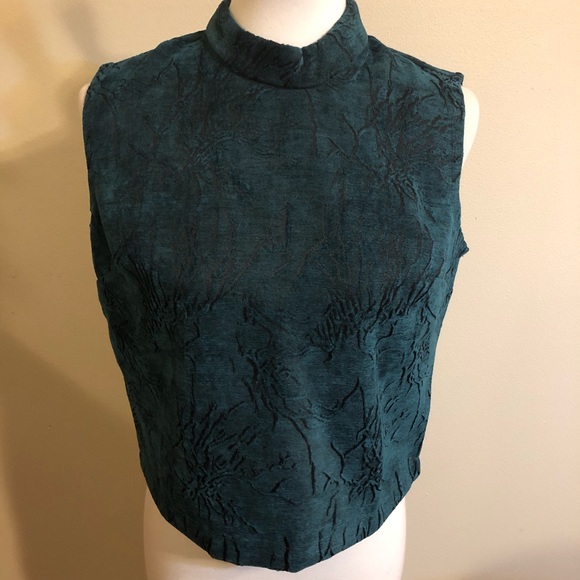 Mark. Chic Teal Sleeveless Mock Neck Crop Top - Picture 4 of 16